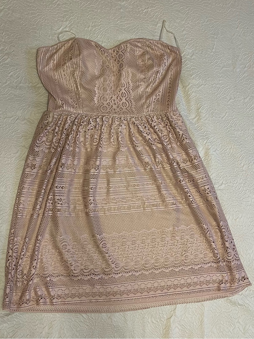 Mystic Strapless Lace Dress in Blush